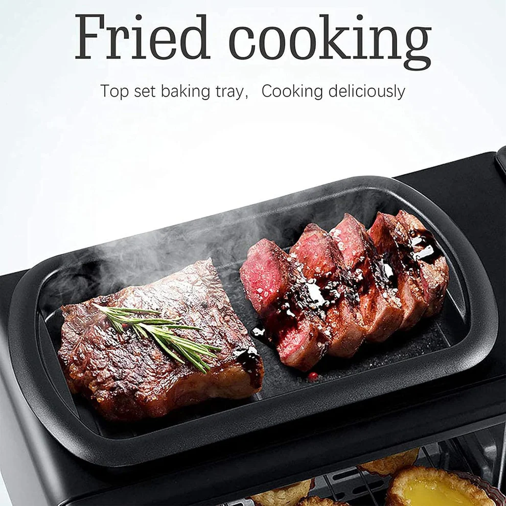 3 In 1 Home Breakfast Maker Coffee Frying Pan Bread -Black - Image 3