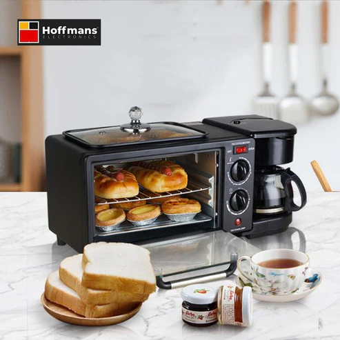 3 In 1 Home Breakfast Maker Coffee Frying Pan Bread -Black - Image 2